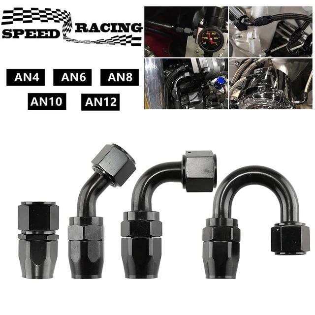 1 sztuka AN4/6/810/12 prosto 0 °/45 °/90 °/180 ° stopni aluminium wąż z końcówkami obrotowymi Adapter przewód paliwowy do oleju wtyczka NPT czarny