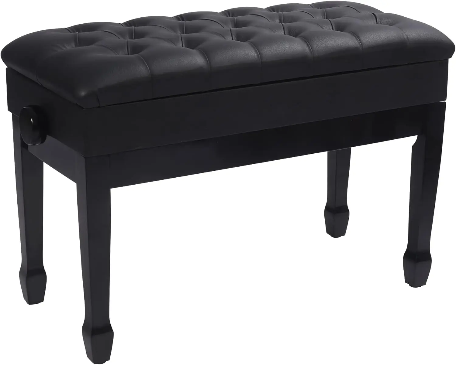 Piano Bench with Storage,Heavy Duty Wooden Double Keyboard Piano Bench Seat with PU Leather Cushion,Black