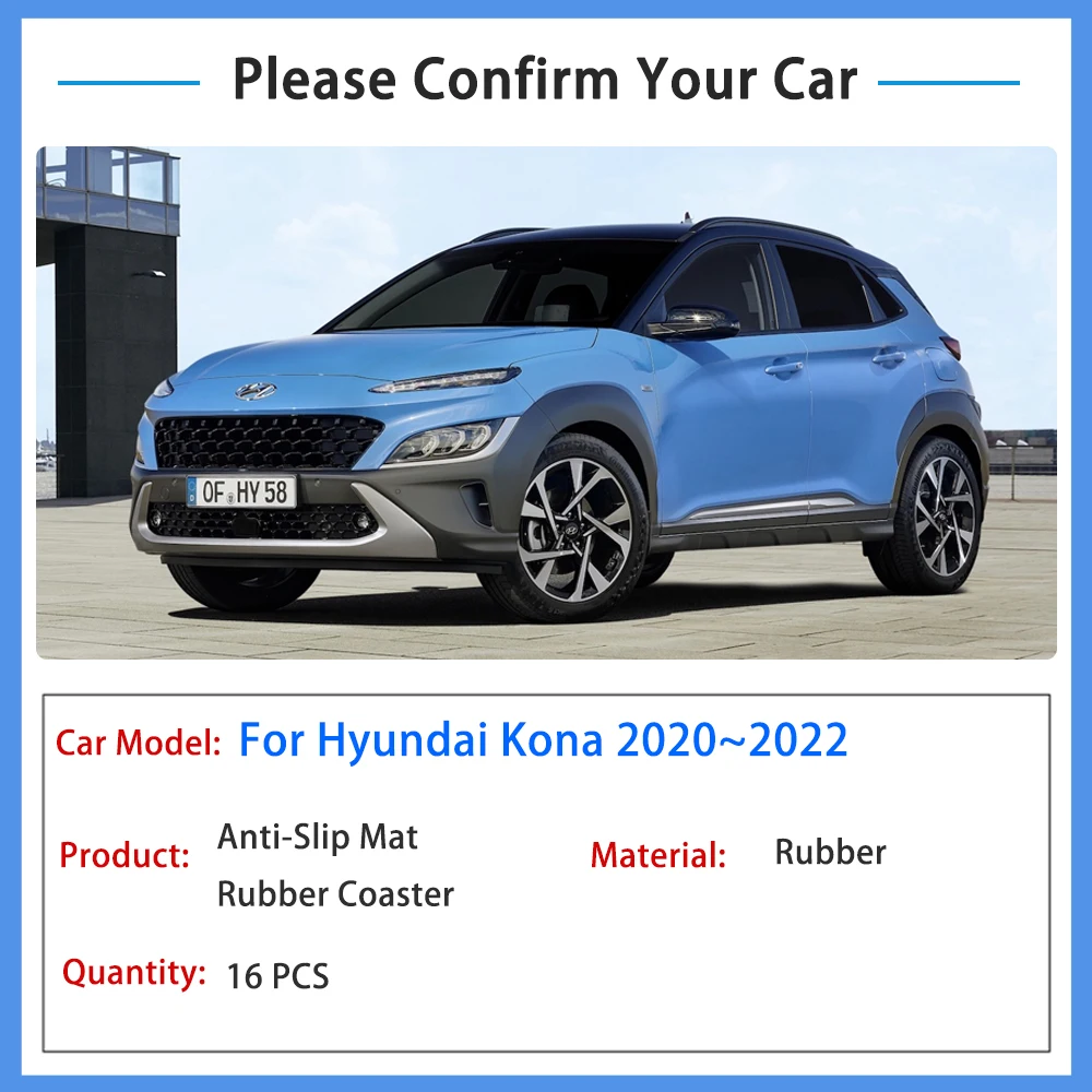 For Hyundai Kona Kauai OS 2020 2021 2022 Rubber Door Groove Pad Anti-slip Rubber Dust-proof Gate Slot Mat Stickers Accessories