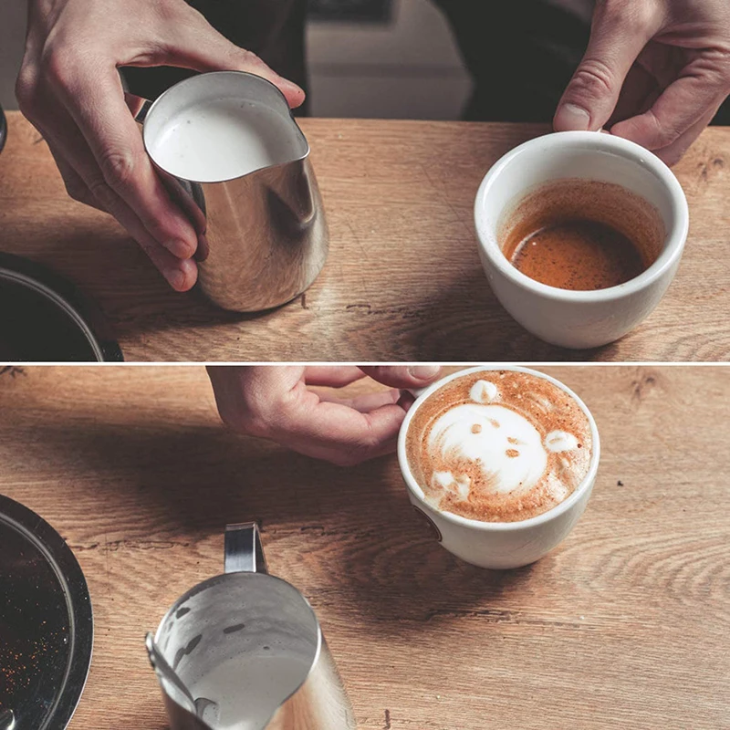الفولاذ المقاوم للصدأ إبريق إزباد‏ اللبن اسبريسو البخار القهوة باريستا كرافت لاتيه كابتشينو قشطة حليب كوب مزبد إبريق إبريق