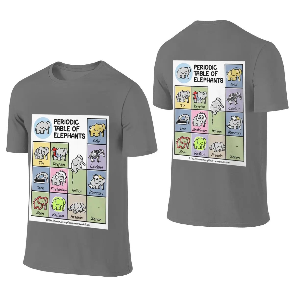 Periodic Table Of Elephants Fitted Reversible T-shirt Minimalist Commuting Breathable And Skin-Friendly Men's T-shirts