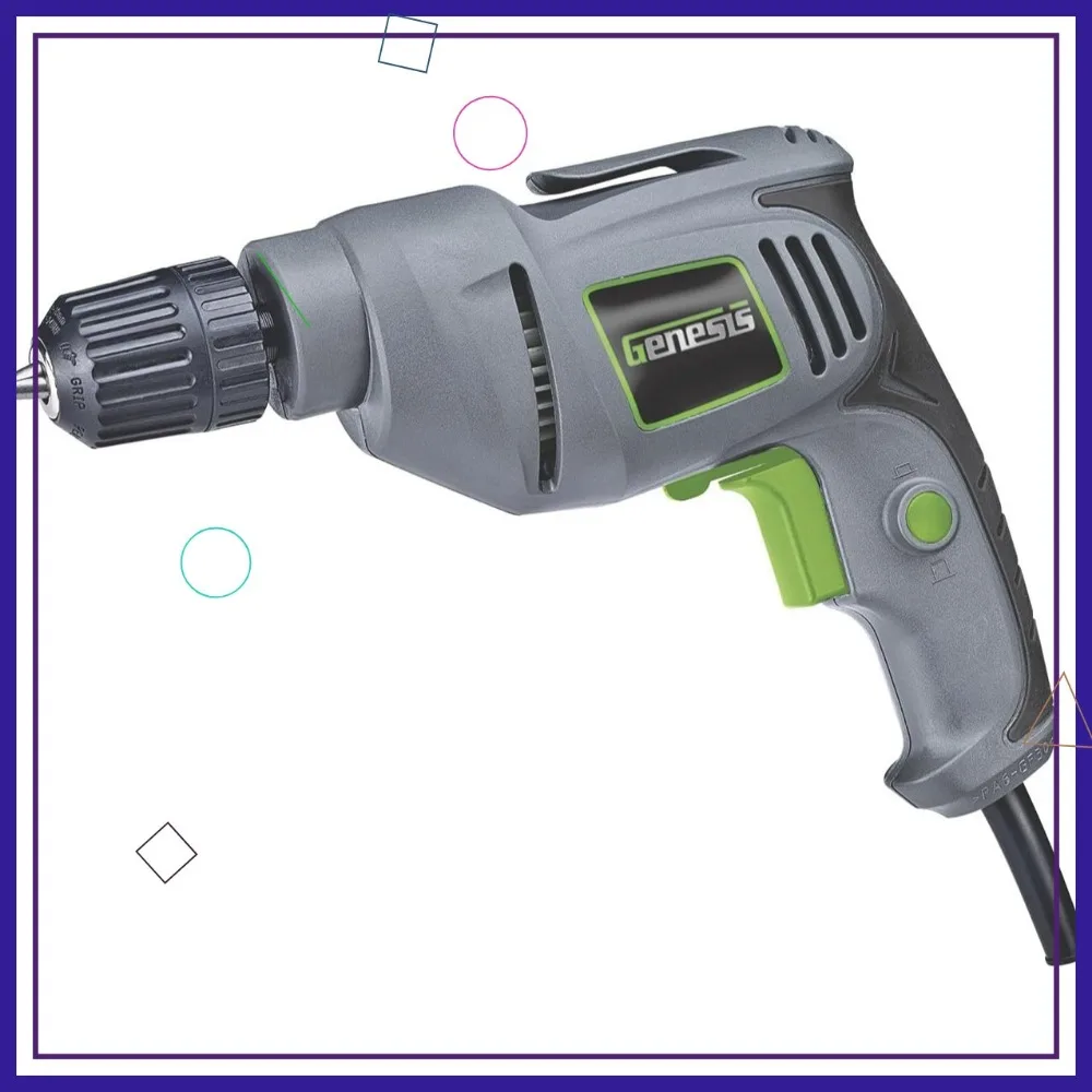 Perceuse électrique 4,2 A avec vitesse variable, moteur réversible, mandrin sans clé de 3/8 pouces, clip de ceinture et garantie de 2 ans