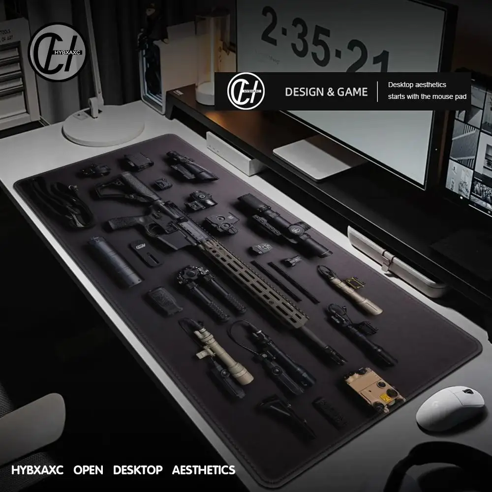 

3D Gun-Shaped Table Mat Extended Game Mouse Pad Desk Mouse Pad Cute HD Desk Pad Extended Gaming Keyboard Mats Large 100x50cm
