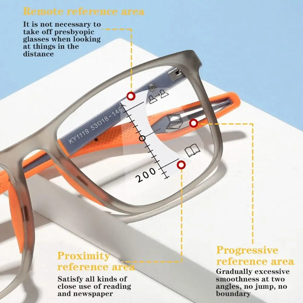 Gafas de lectura multifocales TR90 para hombre y mujer, anteojos deportivos ultraligeros, con luz azul, progresivas, cerca de lejos