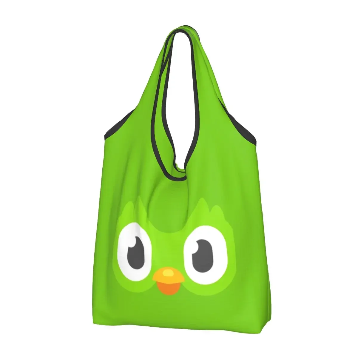 Bolsas de compras reutilizables Duolingo Face, plegables, 50LB, capacidad de peso, bolsa ecológica de dibujos animados, ecológica y duradera