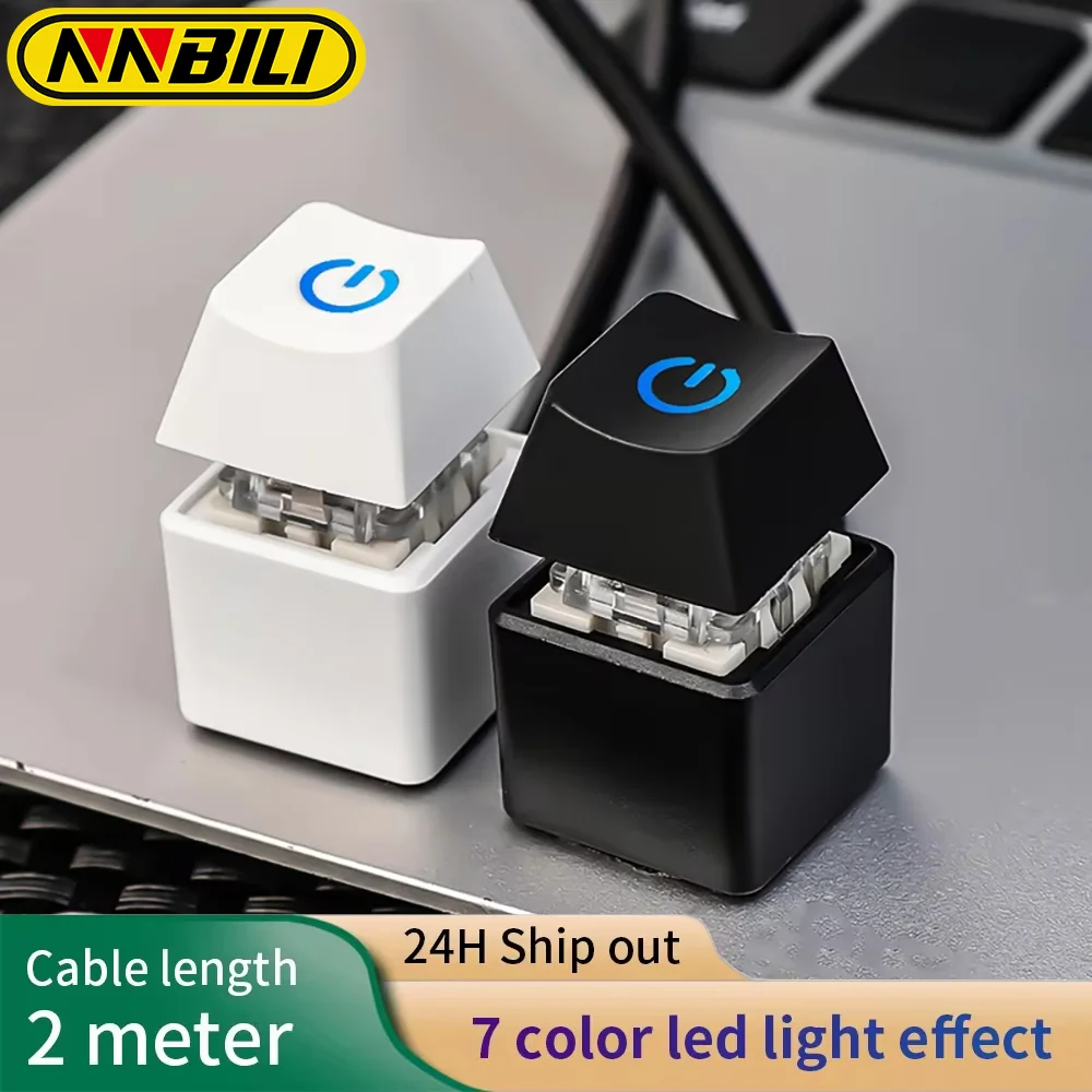NNBILI 2m Computer Desktop Switch LED Light Motherboard External Start Power On/Off Button Extension Cable for Home Office ﻿