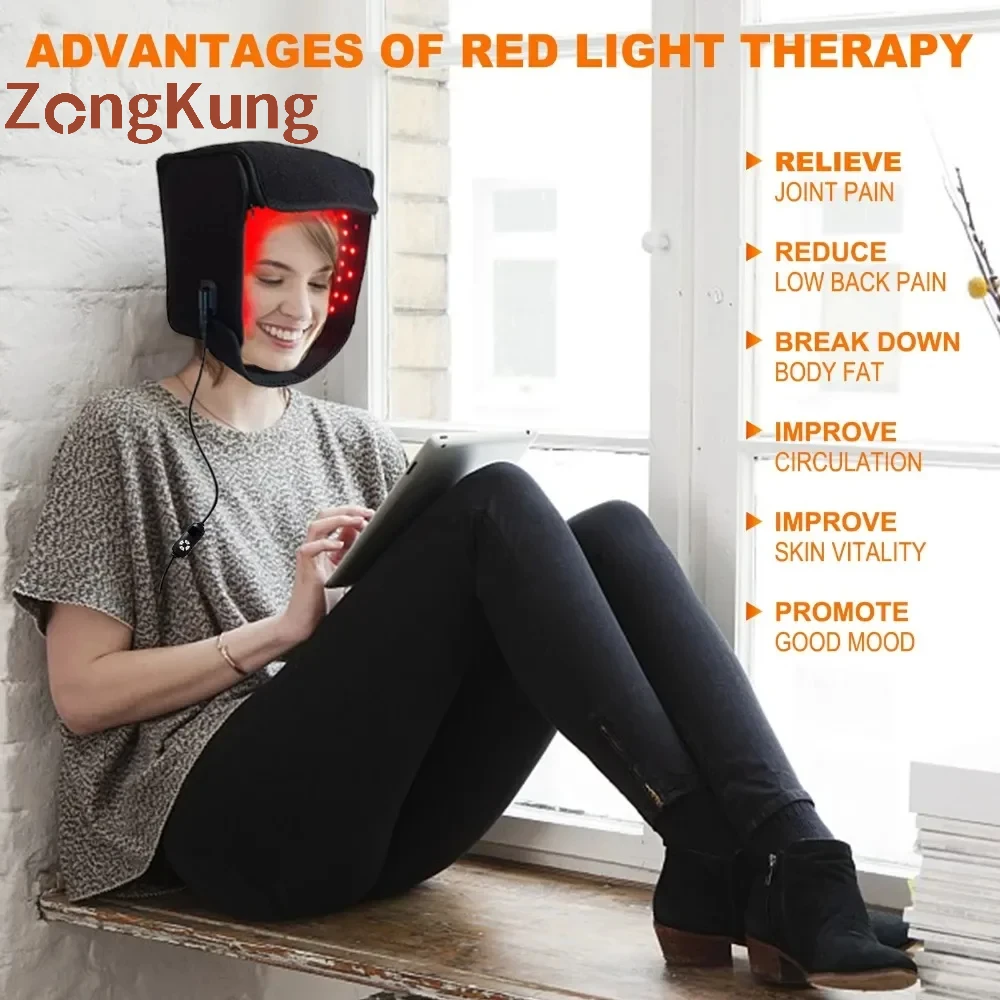 

ZONGKUNG LED Red Light Hair Growth Cap Anti-hair Loss Infrared Light Therapy Cap Migraine Relief Promote Hair Growth Apparatus