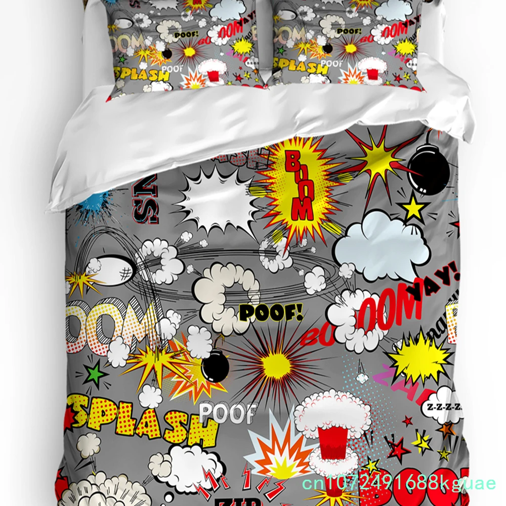 Funny Explosion Pattern Duvet Cover With Pillow Case Custom 3pcs Bedding Set Quilt Cover Double Bed Home Textile