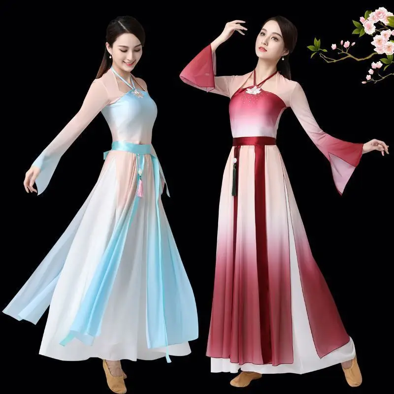 Classical Dance Practice Clothes Women's Body Rhyme Gauze Clothes Chinese Style Ethnic Dance Performance Clothes