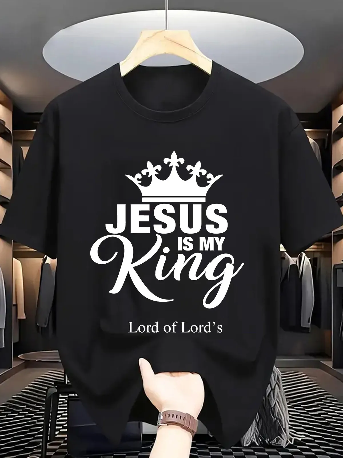 Camiseta Cristiana con Gráfico de Jesús Es Mi Rey para Hombre, Diseño Religioso Inspirado en la Fe
