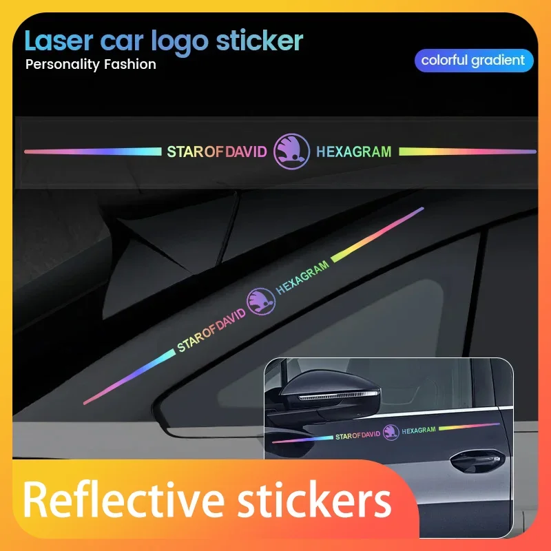 

Car reflective laser logo stickers For Skoda Octavia MK2 MK3 2 3 A7 Fabia Karoq Kodiaq Superb Rapid Kamiq Scala Yeti