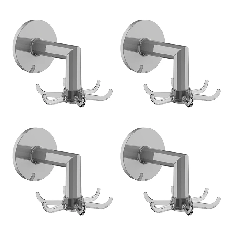 

4Pcs Rotating Wall-Mounted Storage Rack For Bathtub With Hooks For Kitchen Utensils And Towels