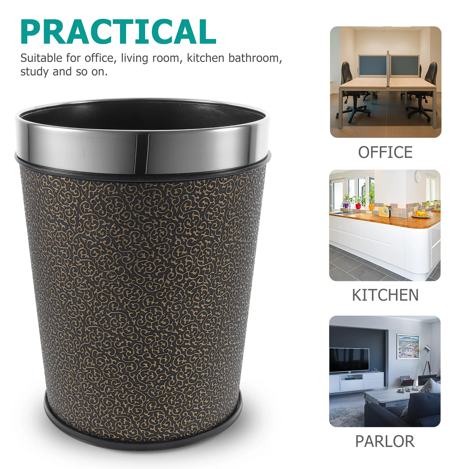 빈티지 스타일 욕실 쓰레기통 대용량 쓰레기통 가정 사무실 침실 장식용 가정용 쓰레기통