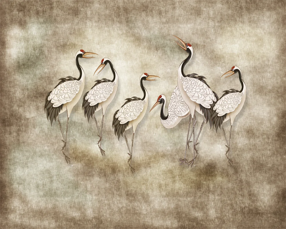 beibehang Customized modern new Chinese style crane bedroom living room decoration painting TV background wallpaper