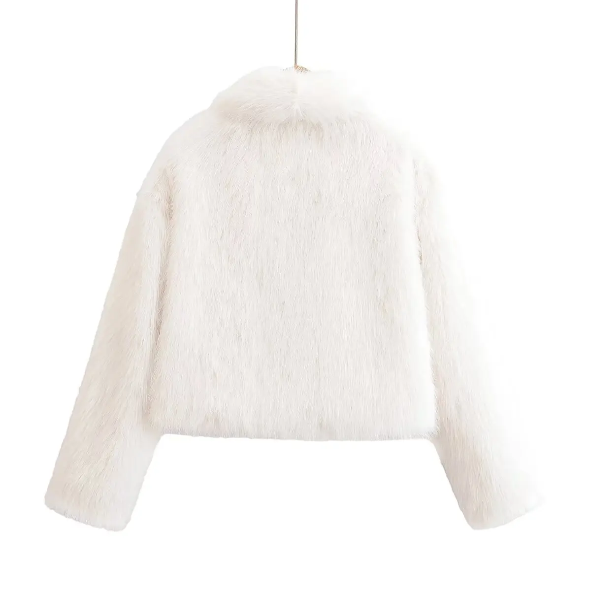 KONDALA Fashion 2025 Winter White Elegant Women Faux Fur Jacket Open Stitch Loose Short Coat Casual Luxurious Thick Outerwear
