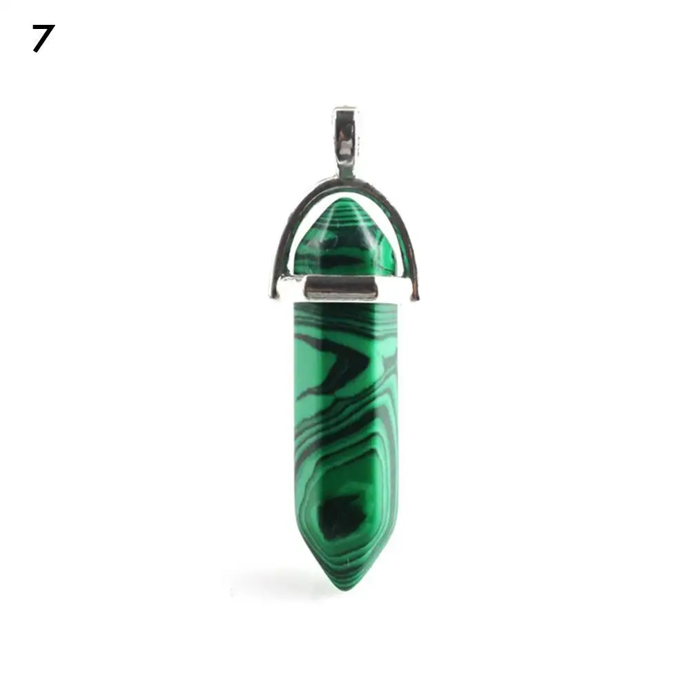 1PC Natural Stone Lapis Opal Green Purple Crystal Stone Hexagonal Column Pendant Fashion Necklace Decorative DIY Jewelry