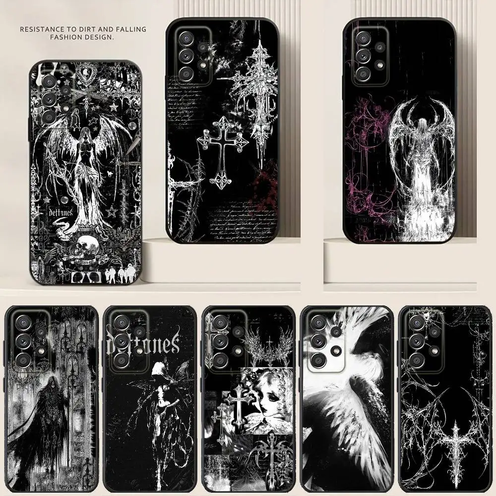 

DARKCORE Black Angel Death demon Phone Case For Samsung S24,21,22,23,30,Ultra,20,Plus,Note,10,9,5G Black soft silicone case