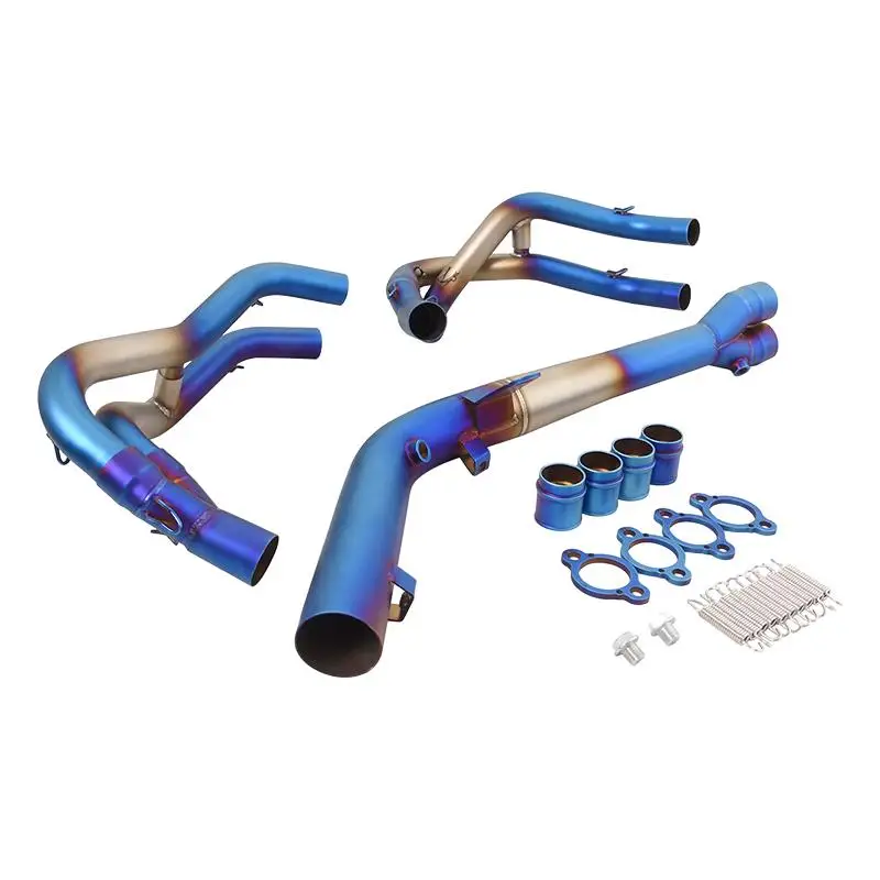 Slip On For Kawasaki ZX4R ZX4RR 2023 Motorcycle Exhaust Tips Header Pipe Stainless Steel Front Connect Tube Stock Mufflers Blue