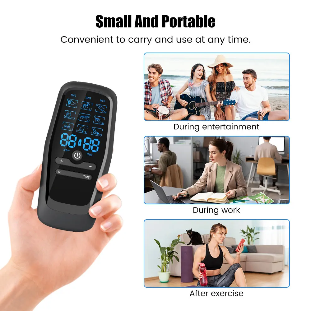 LCD Display Physiotherapy Massage EMS Equipment Tens Unit Stimulator Body Massager Myostimulator Muscle Pain Relief Massager