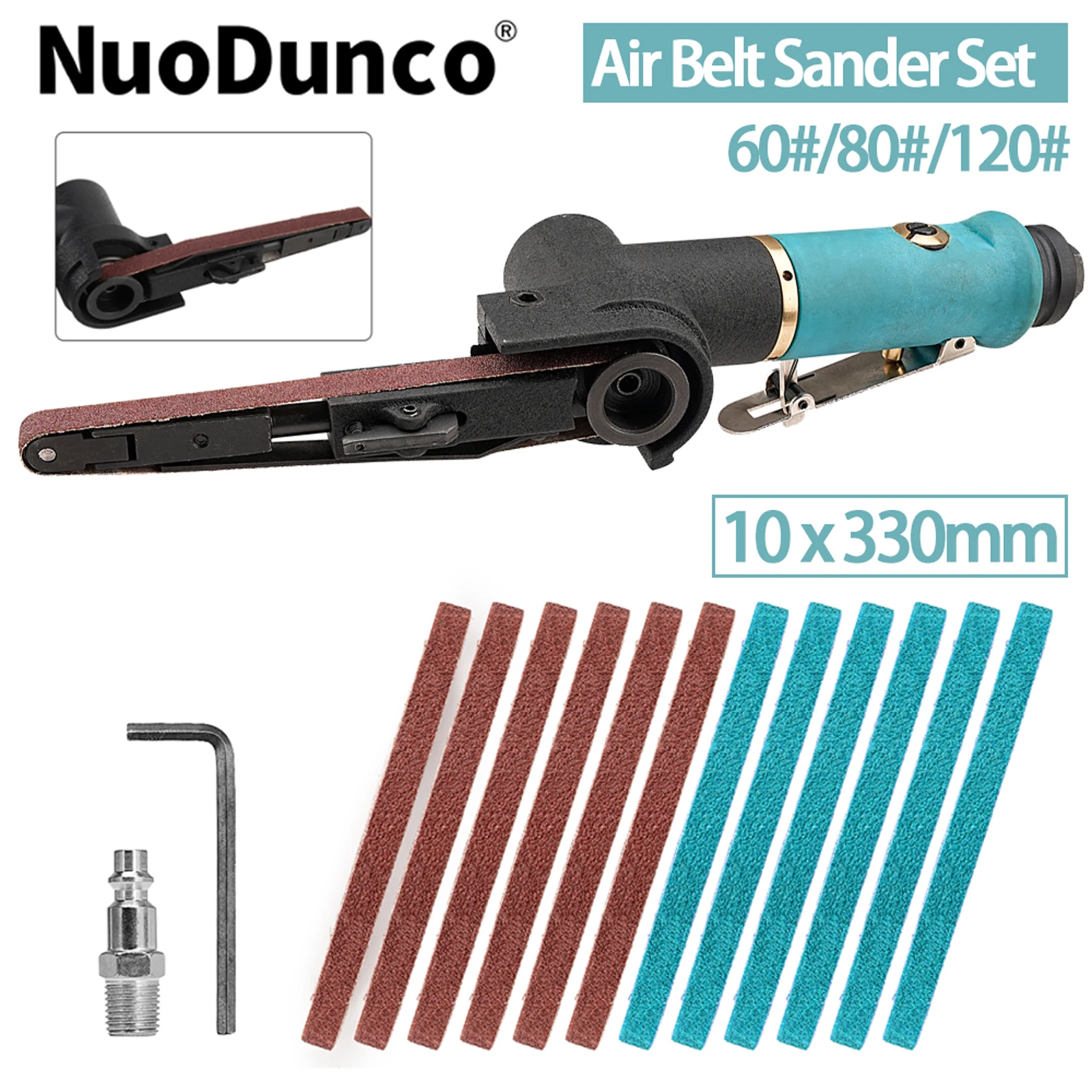 330x10 مللي متر حزام هوائي صغير ساندر أداة تعمل بالهواء المضغوط مع 12 قطعة أحزمة 60/80/120 حصى للألمنيوم الحديد الصلب الخ تلميع المعادن