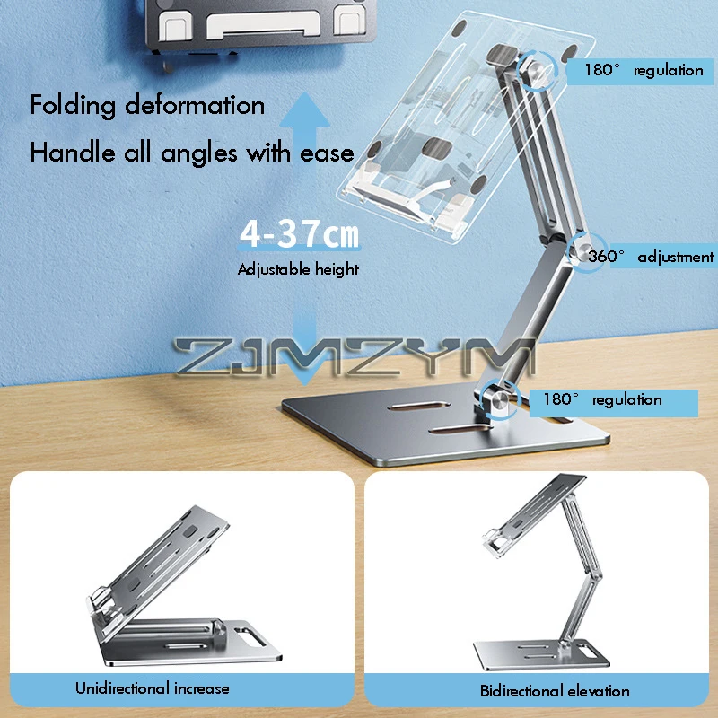 Foldable Lifting Aluminum Laptop Stand Height Angle Adjustable Reading Stand with Foldable Base Notebook Desktop iPad Stand