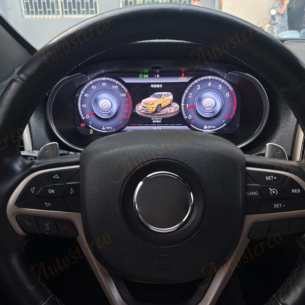 سيارة عداد المسافات الرقمي شاشة Carplay ل جيب جراند شيروكي 2014-2021 سرعة متر قمرة القيادة الافتراضية مشغل العنقودية الرقمية CP