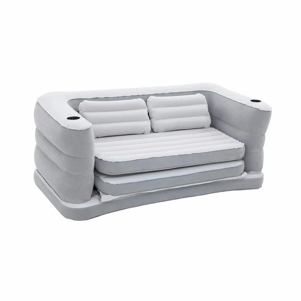 

Two Seats Inflatable Air Sofa Lay Bed 75063 79" X 63" X 25" Flocked Surface With Two Pillows
