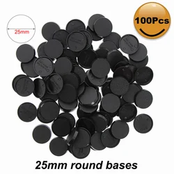 100pcs Round 25mm Black Bases Plastic Miniature 25mm Model Base for Wargames Military Simulation Scene