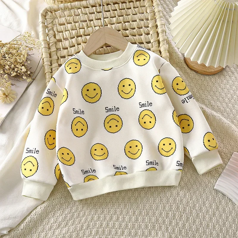 Children Sweater Warm Strawberry Fruit Print Long Sleeve Baby Kid Autumn Clothing Fashion Sweatshirt 2-10Years