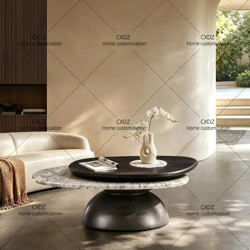 XXModern light luxury household living room natural luxury stone stretchable deformation coffee table
