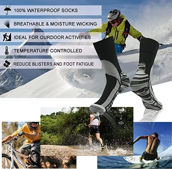 RANDY SUN wasserdichte Socken, atmungsaktiv, winddicht, für Damen, Outdoor-Sport, Wandern, Trekking, Skifahren, Klettern, Angeln gegen kalte Wellen