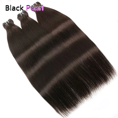 Imagen 2 del producto Mechones de cabello liso peruano, 1/3 Uds., tejido de cabello humano Remy, extensiones de Color marrón Natural, cinta en mechones de cabello virgen