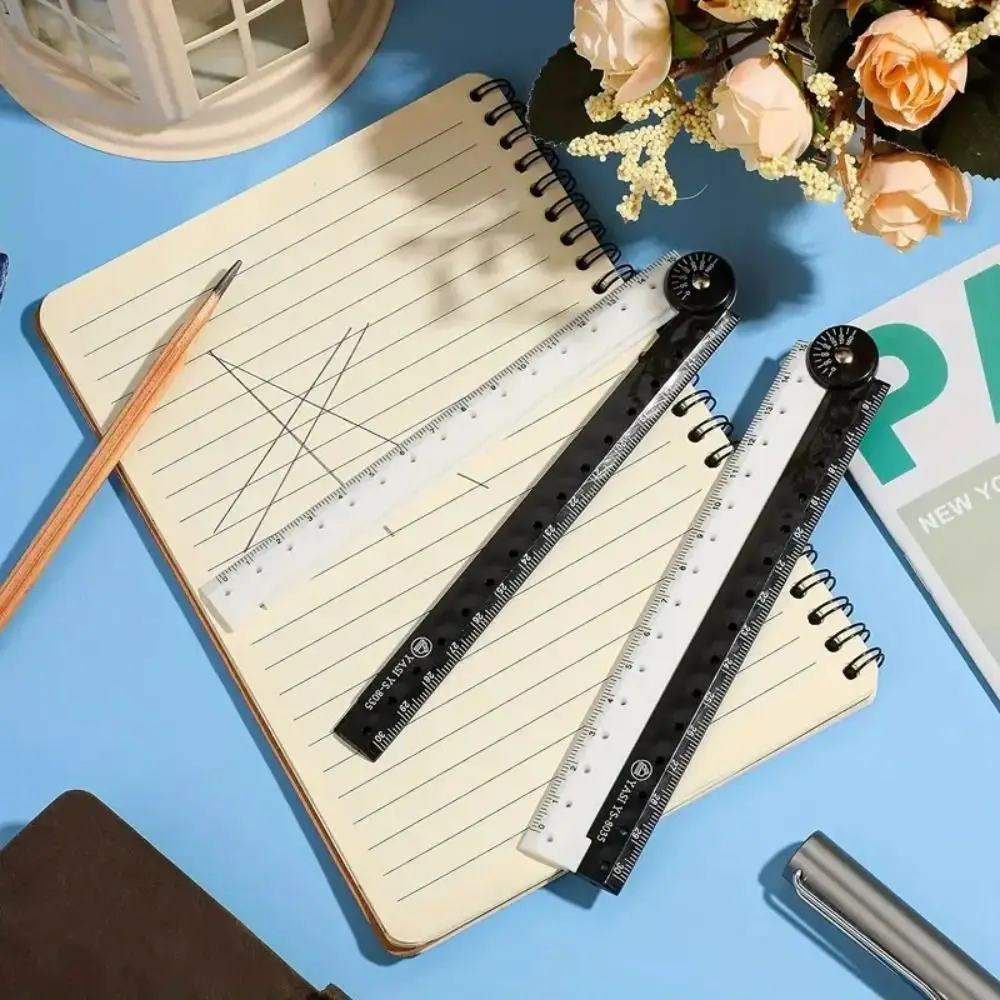 Creative Black And White Folding Ruler Drawing Plastic Straight Ruler Measuring Multifunctional Scale Ruler Office