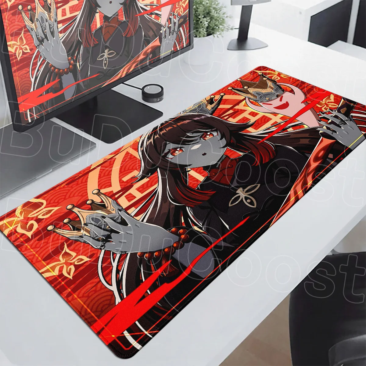 Genshin Impact Hu Tao Mouse Pad 90x40cm Laptop Gaming Office Anime Carpet XXL Rubber Anti-slip Base Deskmat Keyboard Accessories view 2