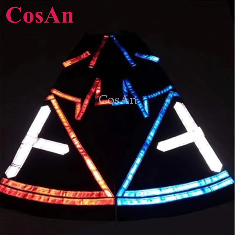 

CosAn Red Blue Combination Cross Patterns Ghost Dance Pants Melbourne Shuffle Pants Bell-bottoms Reflective Effect Trousers