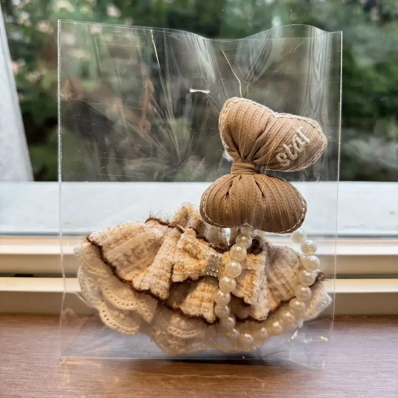 Ropa de muñecas con lazo a la moda para Labubu I II, estilo coreano, collar de perlas esponjosas, traje, vestido, traje con lazo para accesorios de muñecas Ladbubu