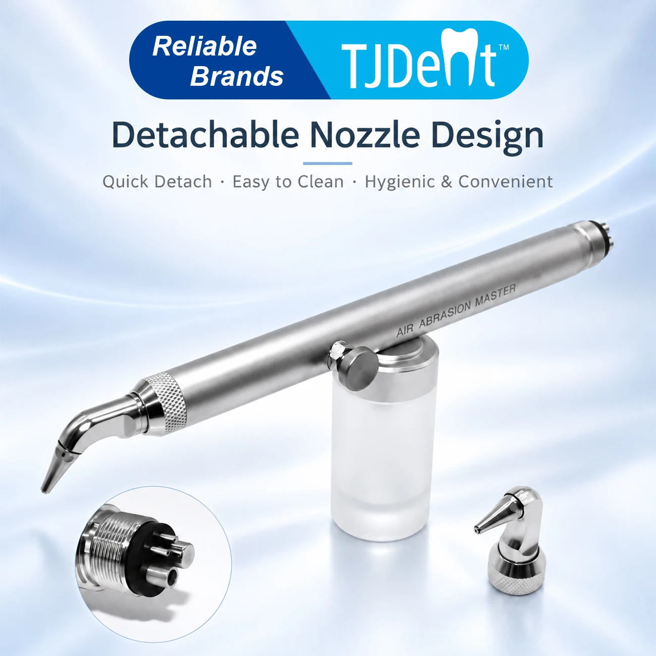 Dental Air Abrasion Master Micro Etcher Sandblasting Gun Air Abrasion Handpiece for Dental Lab Restoration Etching with 2 Nozzle