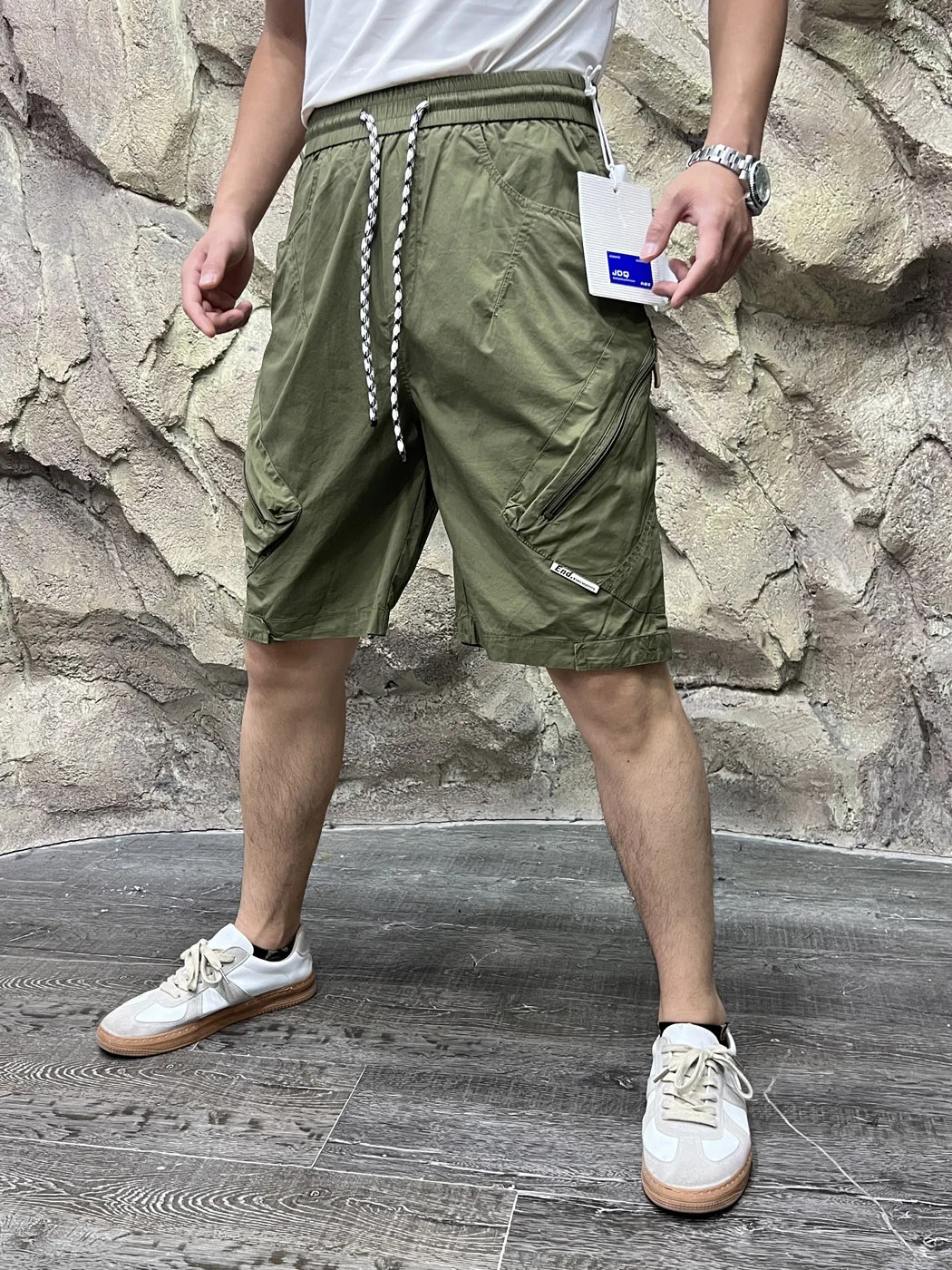 

Outdoor Workwear Five-Quarter Shorts Men's Women's Large Pockets Summer New Standard Fit Elastic Waist Cotton Shorts