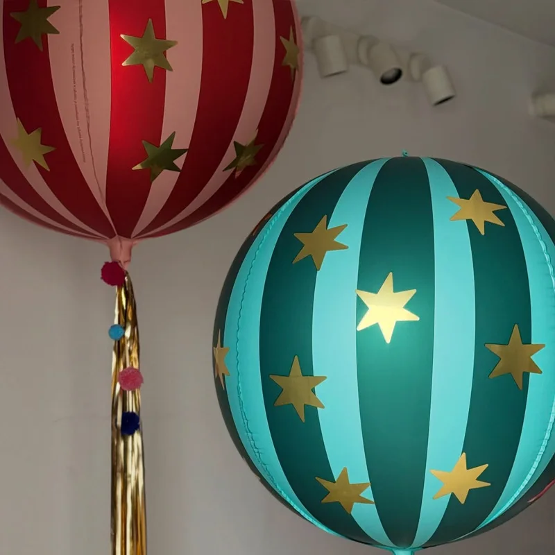 3PCS 22inch Striped Star Aluminum Film Balloon, 2025 Home Decoration Balloons , KTV Mall School Wedding Decor Balloons