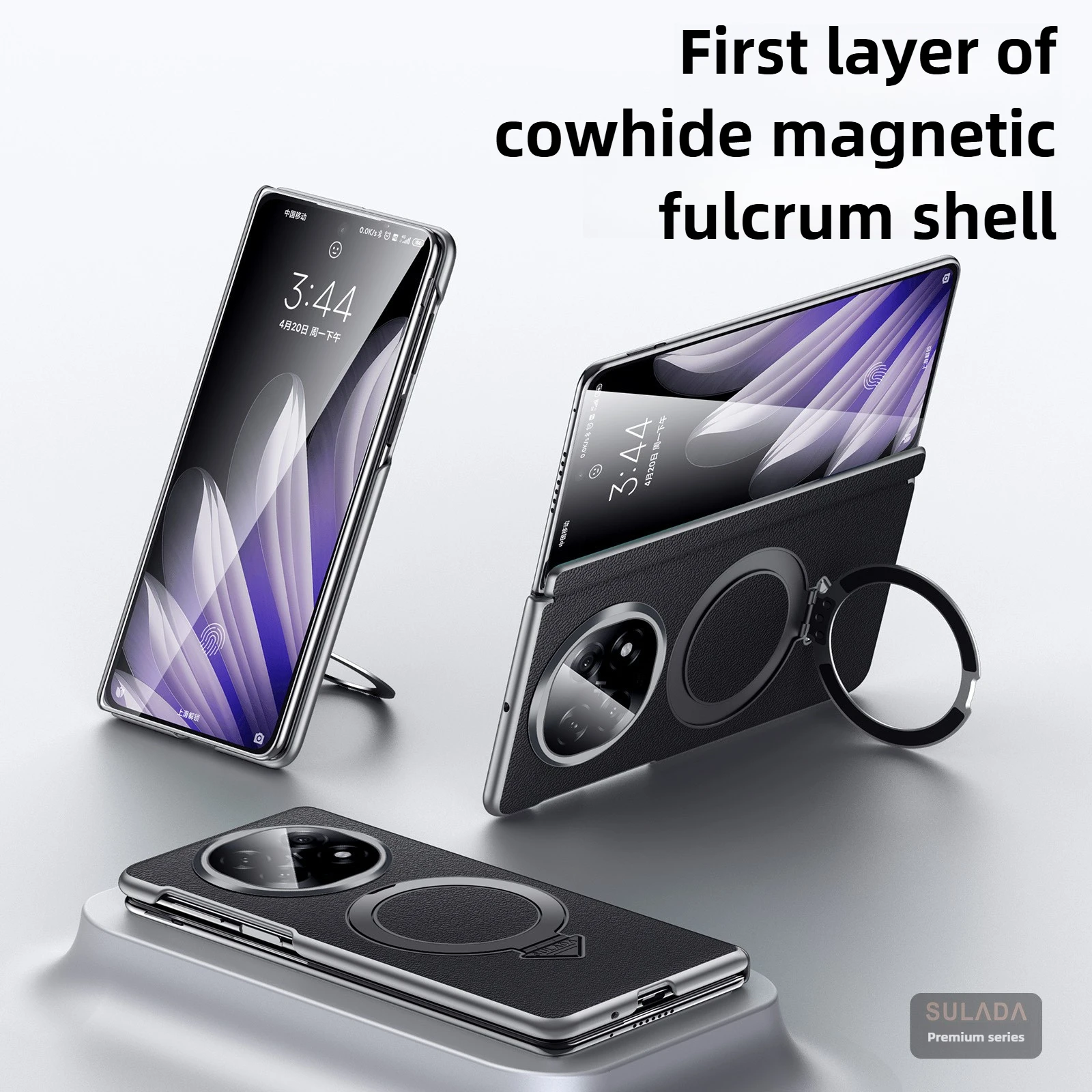 Etui z prawdziwej skóry do OPPO Find N6 SULADA, odporne na upadki, z magnetycznym stojakiem, etui na telefon do OPPO Find N5 z osią centralną, tylna obudowa. — zdjęcie produktu 2