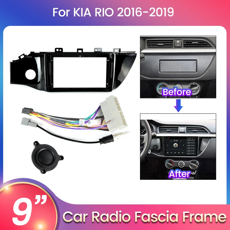 For Kia Rio 4 K2 2016 2017 2018 2019 2020 For Android Car Radio Panel Fascia Frame Optional Accessories Power Cord