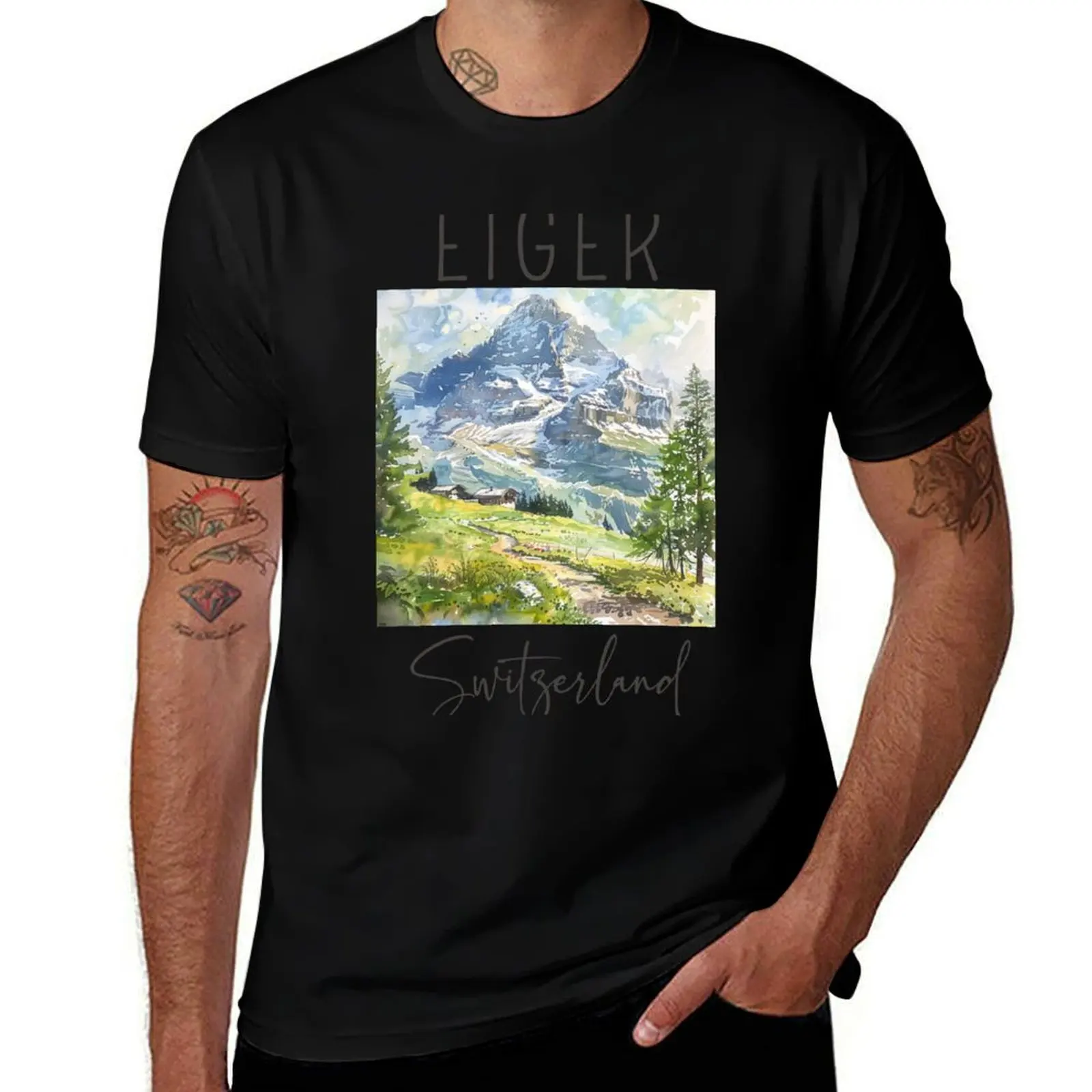 

Watercolor Design of Eiger - Switzerland T-Shirt anime figures custom t shirt graphics t shirt for men