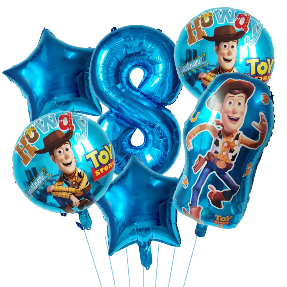 Disney Toy Story Buzz Lightyear Cartoon Foil Balloons 32inch Blue Number Baby Boy Blue Air Ballon Birthday Party Decor Kids Toys