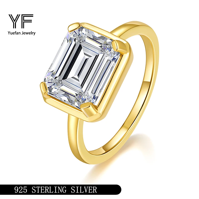 

S925 Серебряное кольцо с муассанитом и изумрудной огранкой 1 ~ 4 карата D VVS1 Сертифицированные ювелирные изделия в стиле хип-хоп Персонализированные кольца Подарок на День святого Валентина