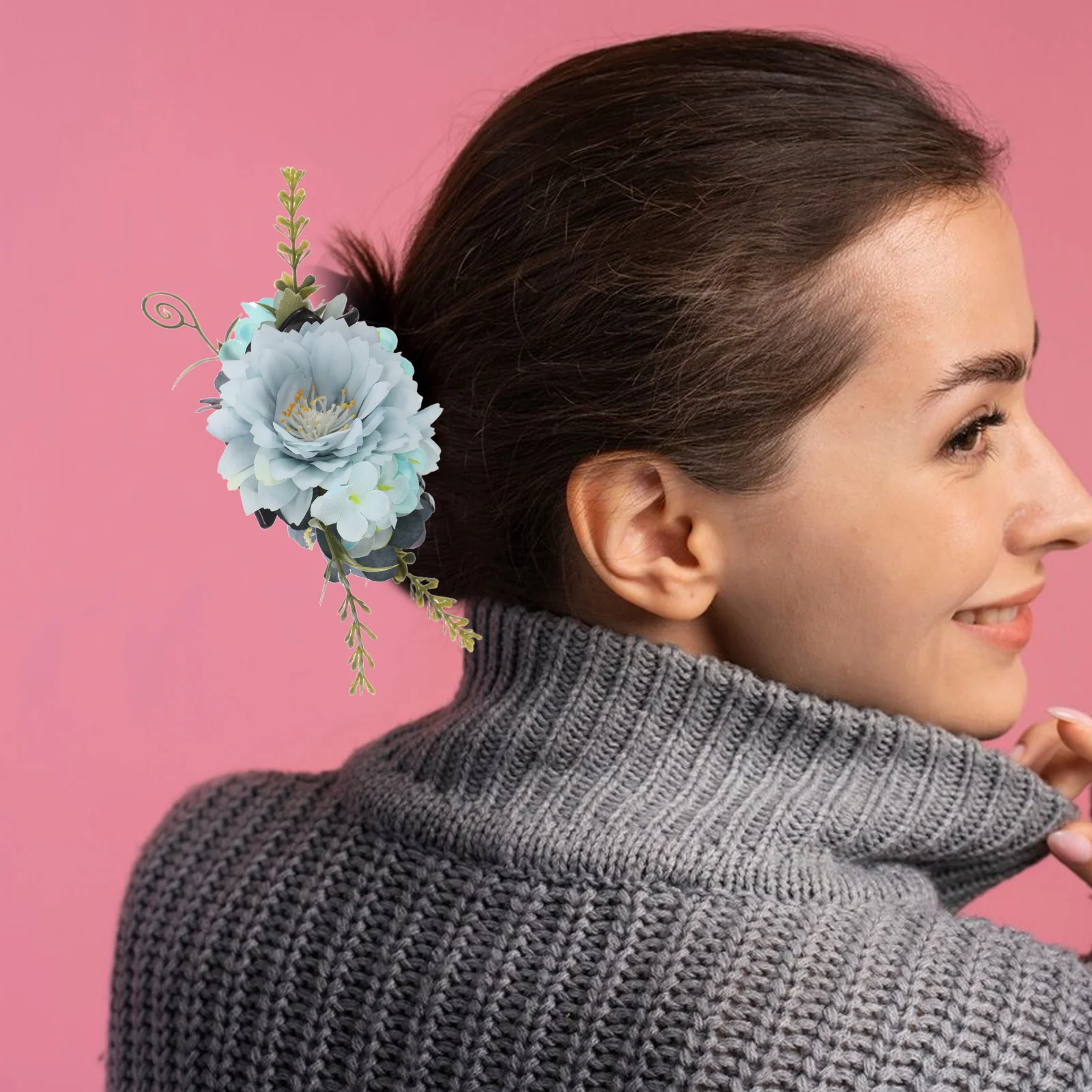 

Floral Hair Claw Clips for Women Realistic Flower Rose Design Elegant Hair Accessories Styling Clip for Vacation Wedding Daily