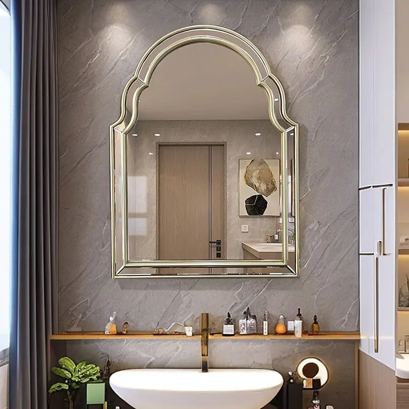 Nordic light luxury arched fashion mirror - unique shape wall-mounted bathroom mirror