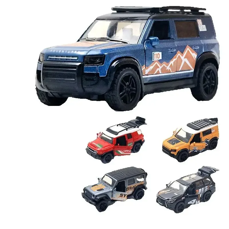 نموذج سيارة للطرق الوعرة مصبوب، لعبة سيارة واقعية للأطفال مع 3 أبواب قابلة للفتح