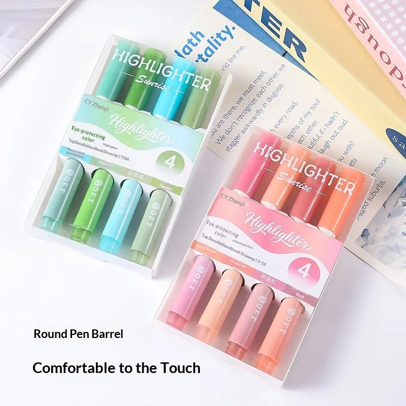Highlighter Pen Morandi Gradient Eye Care Color for Student Marking Notes Large Capacity Journal Stationery Set