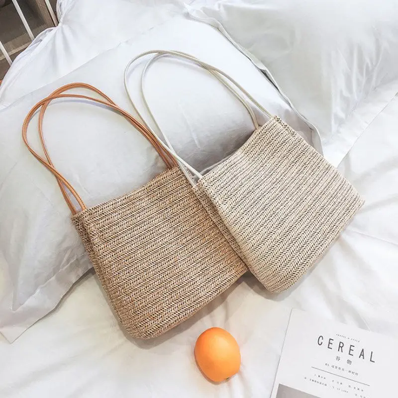 Women Girls Rattan Straw Bag Woven Handbag Storage Bags Crossbody Beach Summer Bags Woven Bags Purse Tote Handbags