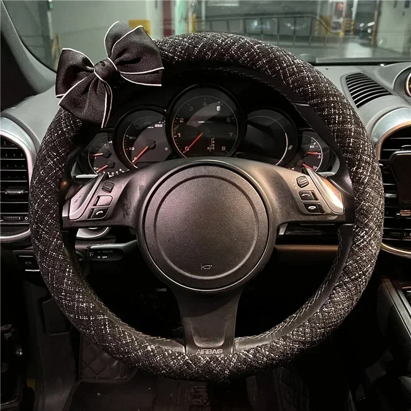 NEW Car Steering Wheel Cover Four Seasons Universal Cartoon Lady Cute Sweat Absorption Non-Slip Summer Car Handle Cover